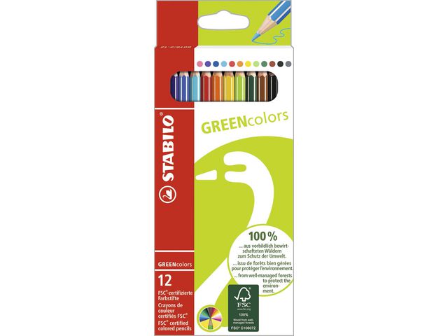 F&auml;rgpenna STABILO green colors 12/fp