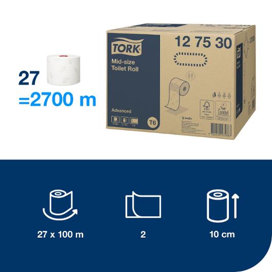 Toalettpapper TORK Adv T6 2-lag 27/fp