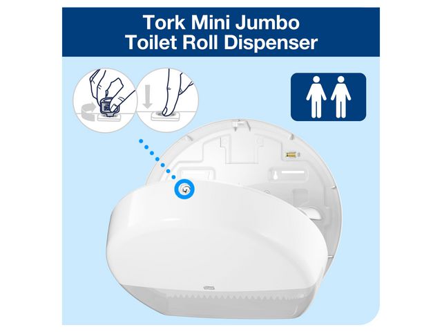 Dispenser Toalettpapper Mini Jumbo Tork T2 vit