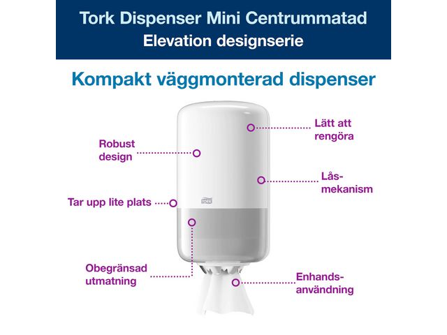 Dispenser Torkpapper Mini M1 Tork vit