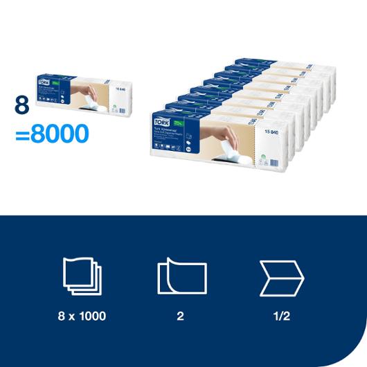 Servett TORK Pre N4 2-lags vit 500/fp