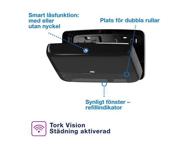 Dispenser för toalettpapper Tork Mini Jumbo Twin T2 svart