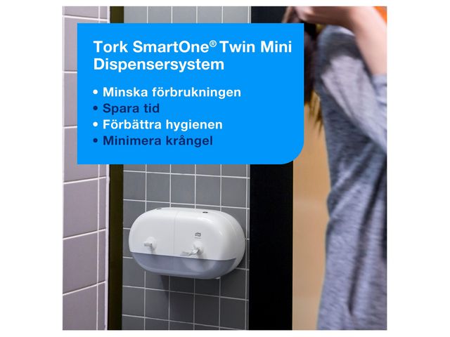 Dispenser Toalettpapper SmartOne MiniTwin Tork T9 Vit