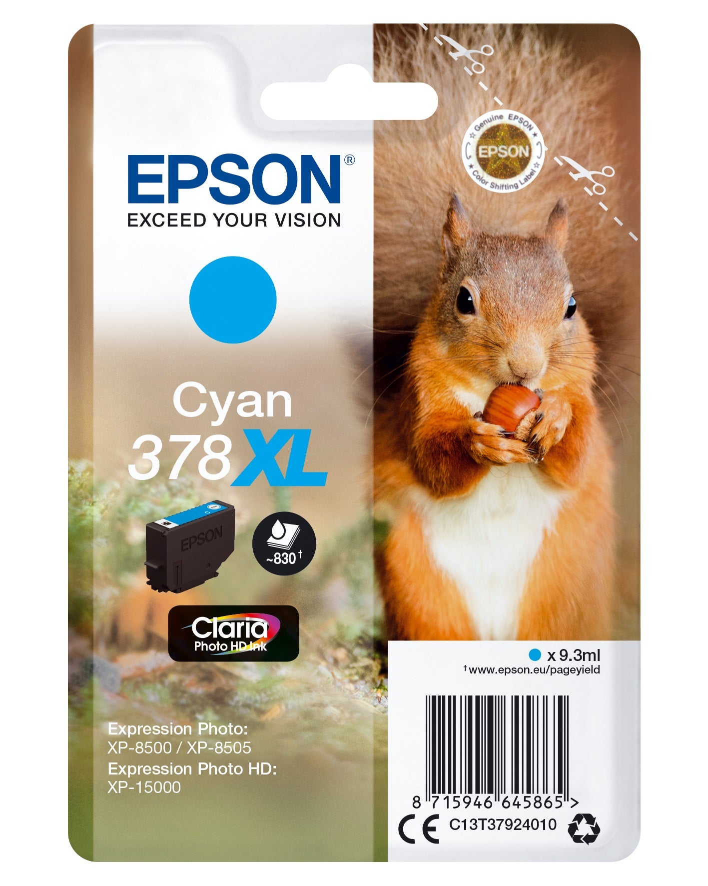 Bläck Epson T378 XL Cyan