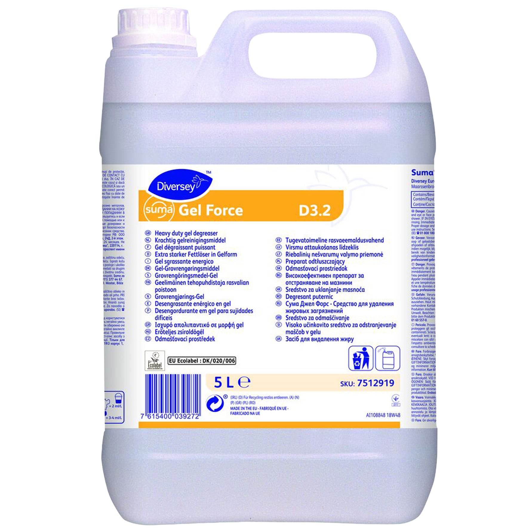 Grovrengöringsmedel kök Suma Gel Force D3.2 5 liter