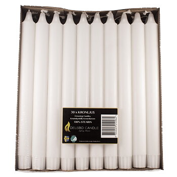 Kronljus 100% stearin 25 cm Delsbo 30-pack