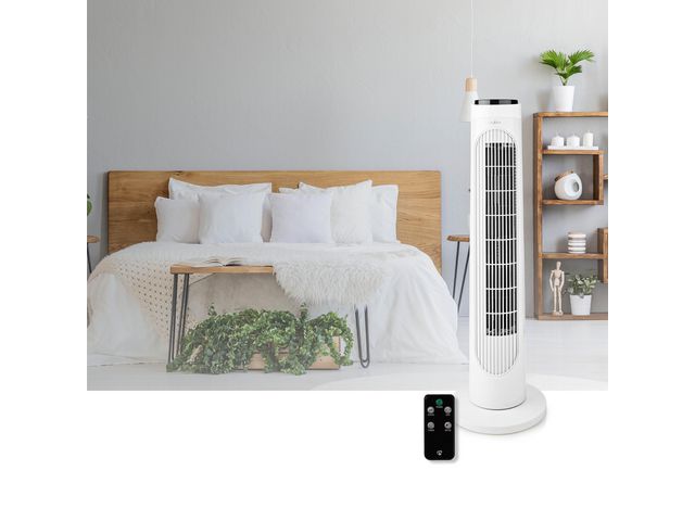 Tornfläkt NEDIS 74 cm 45W + fjärr vit