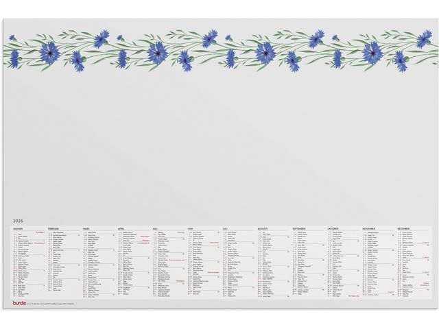 Kalender Skrivunderlägg Blomster 2026