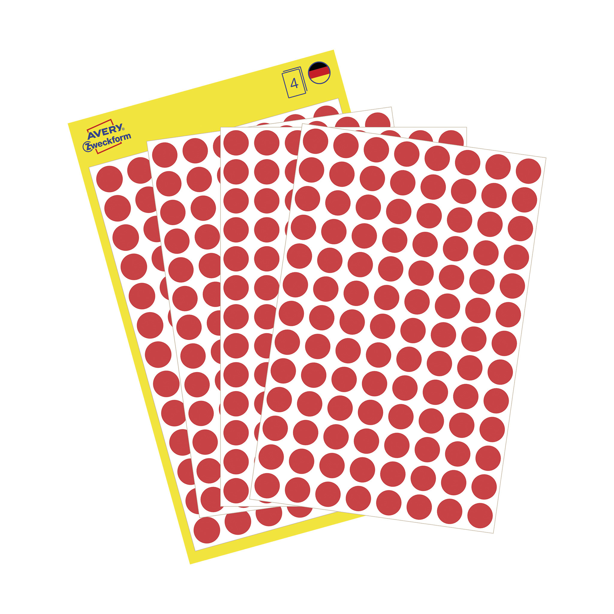 Etikett 8mm rund röd 416/fp