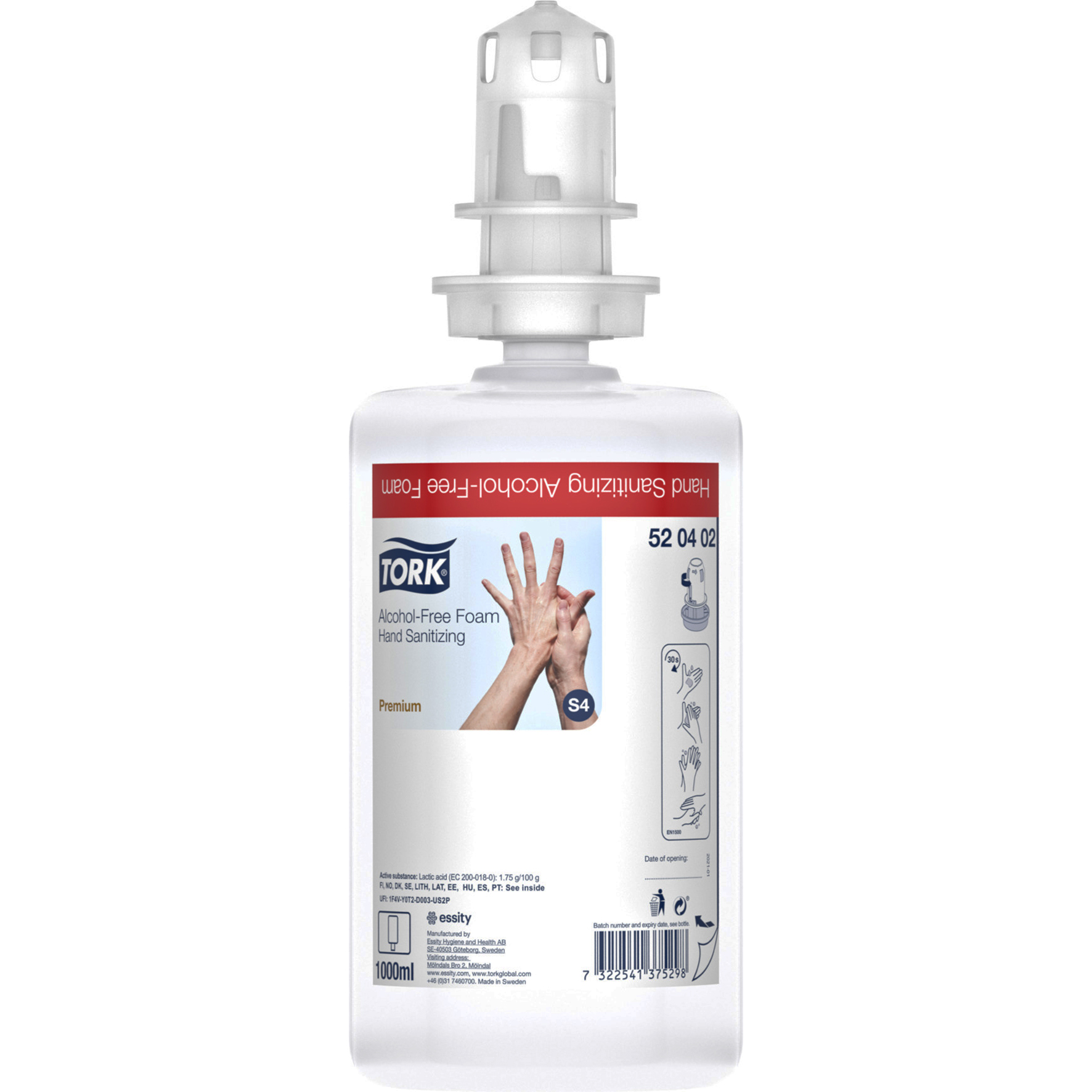 Handdesinfektionsskum utan alkohol S4 Tork 1 liter
