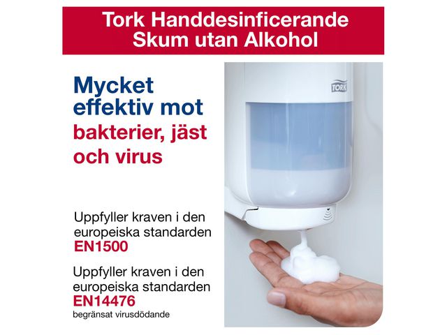 Handdesinfektionsskum utan alkohol S4 Tork 1 liter