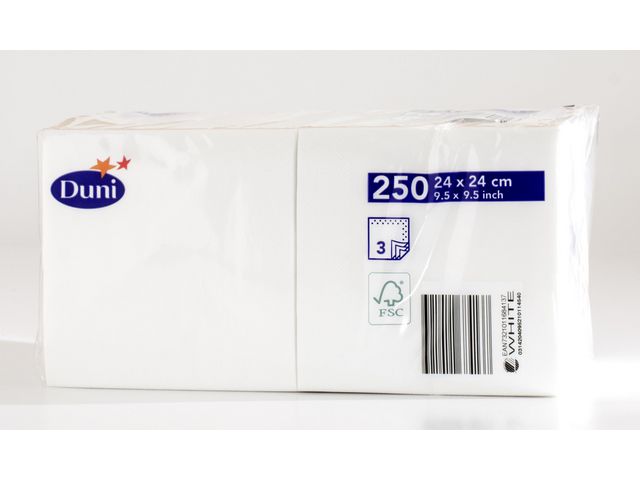 Servett 3-lags 24x24cm vit 250/fp