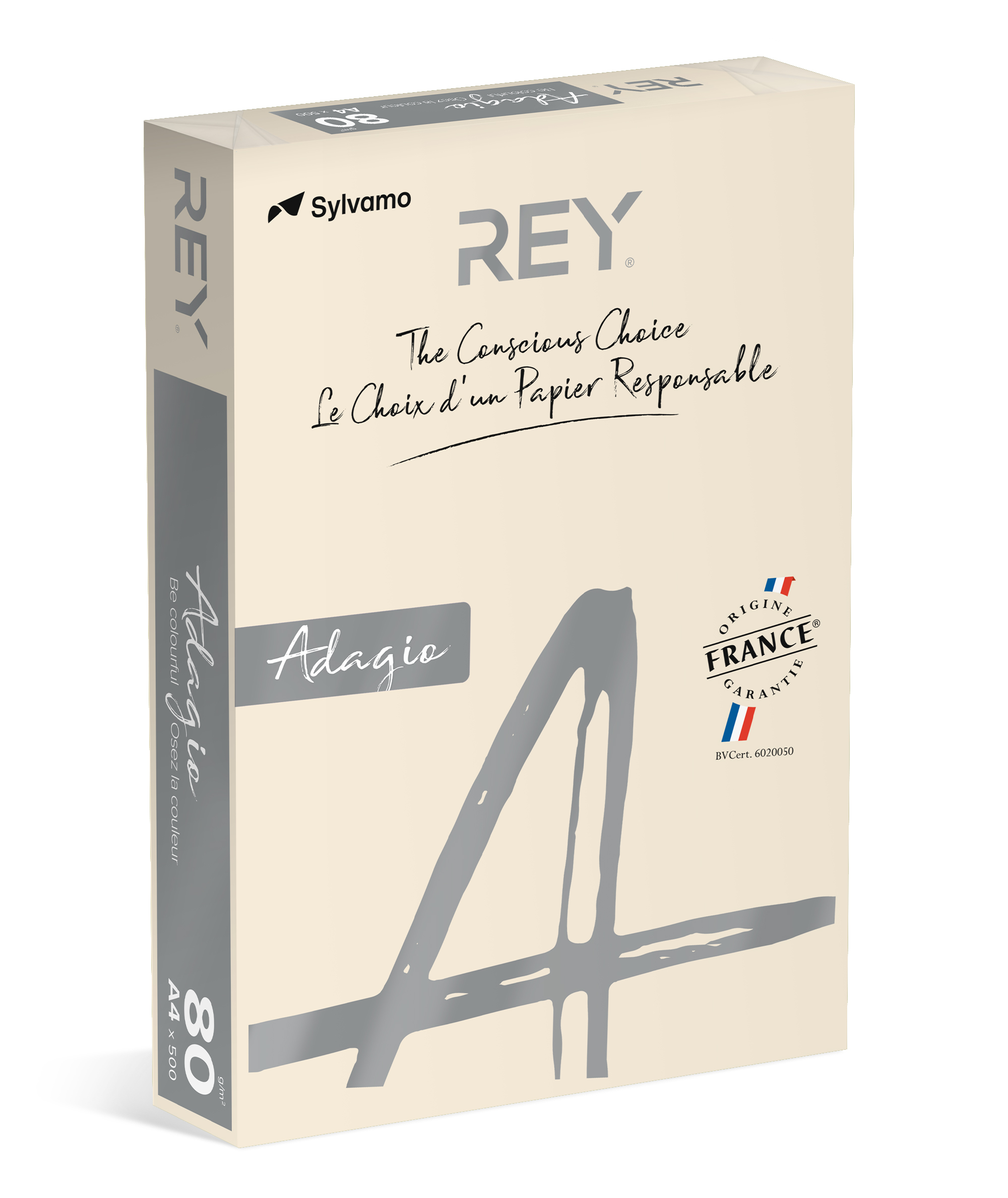 F&auml;rgat kopieringspapper Rey Adagio A4 80g 500/fp Ivory