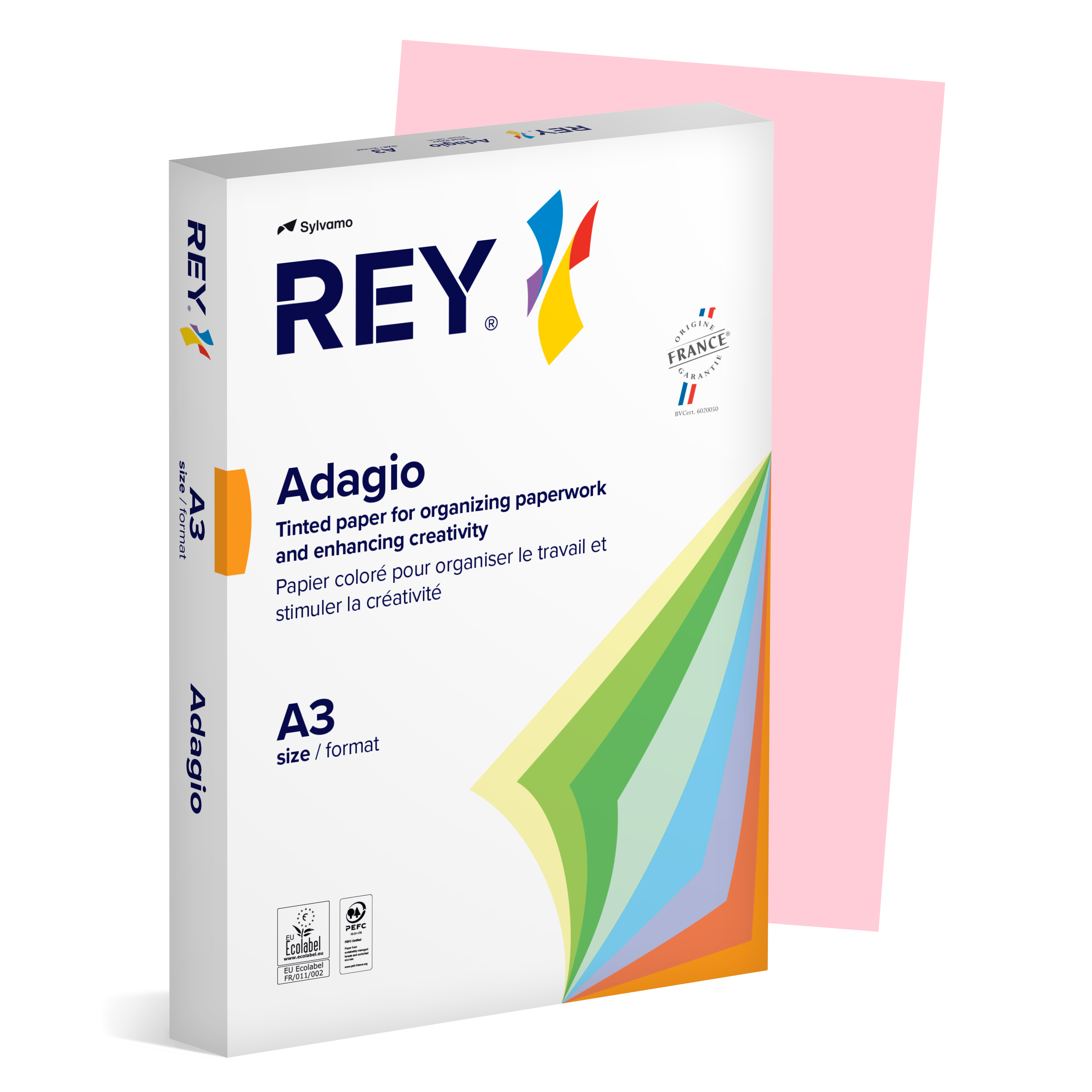 Färgat kopieringspapper Rey Adagio A3 80g 500/fp Pink