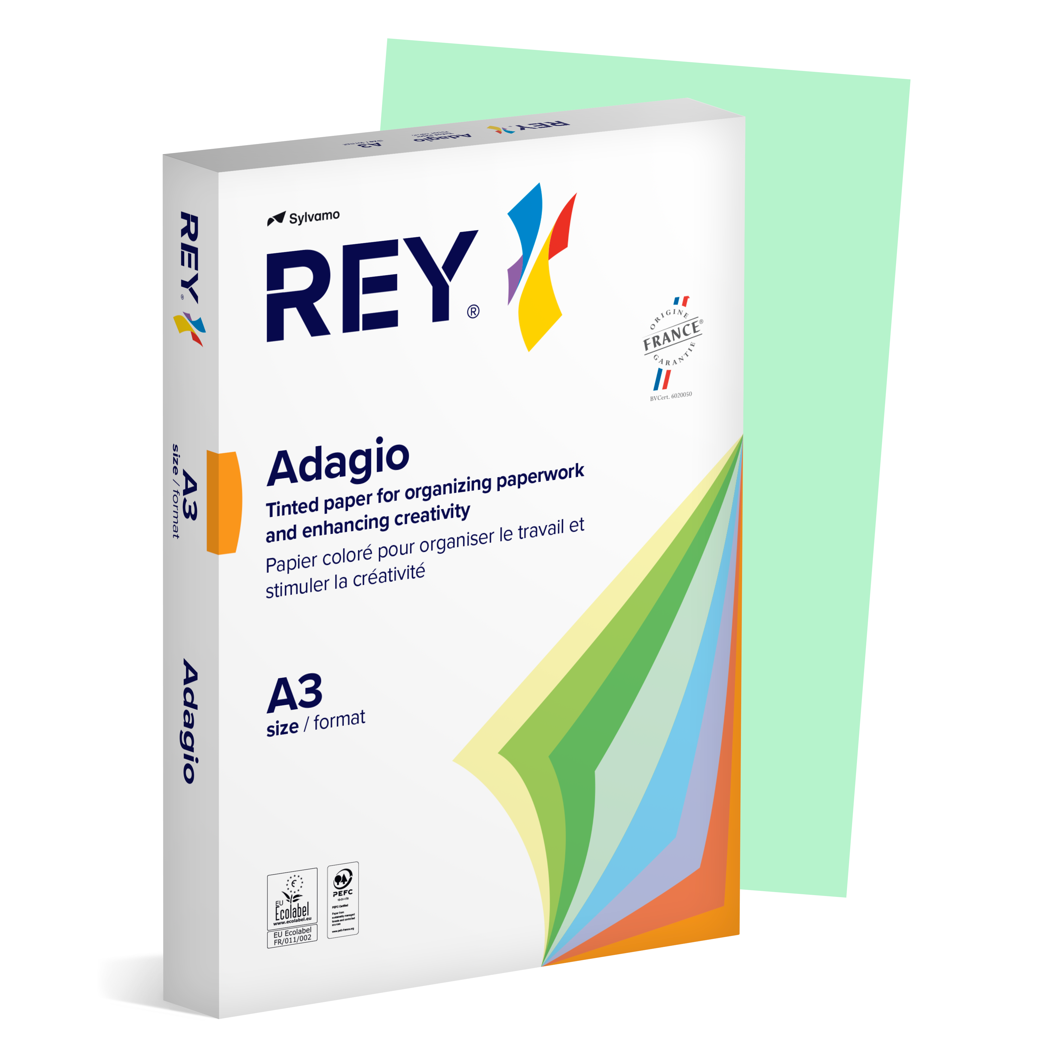 Färgat kopieringspapper Rey Adagio A3 80g 500/fp Green