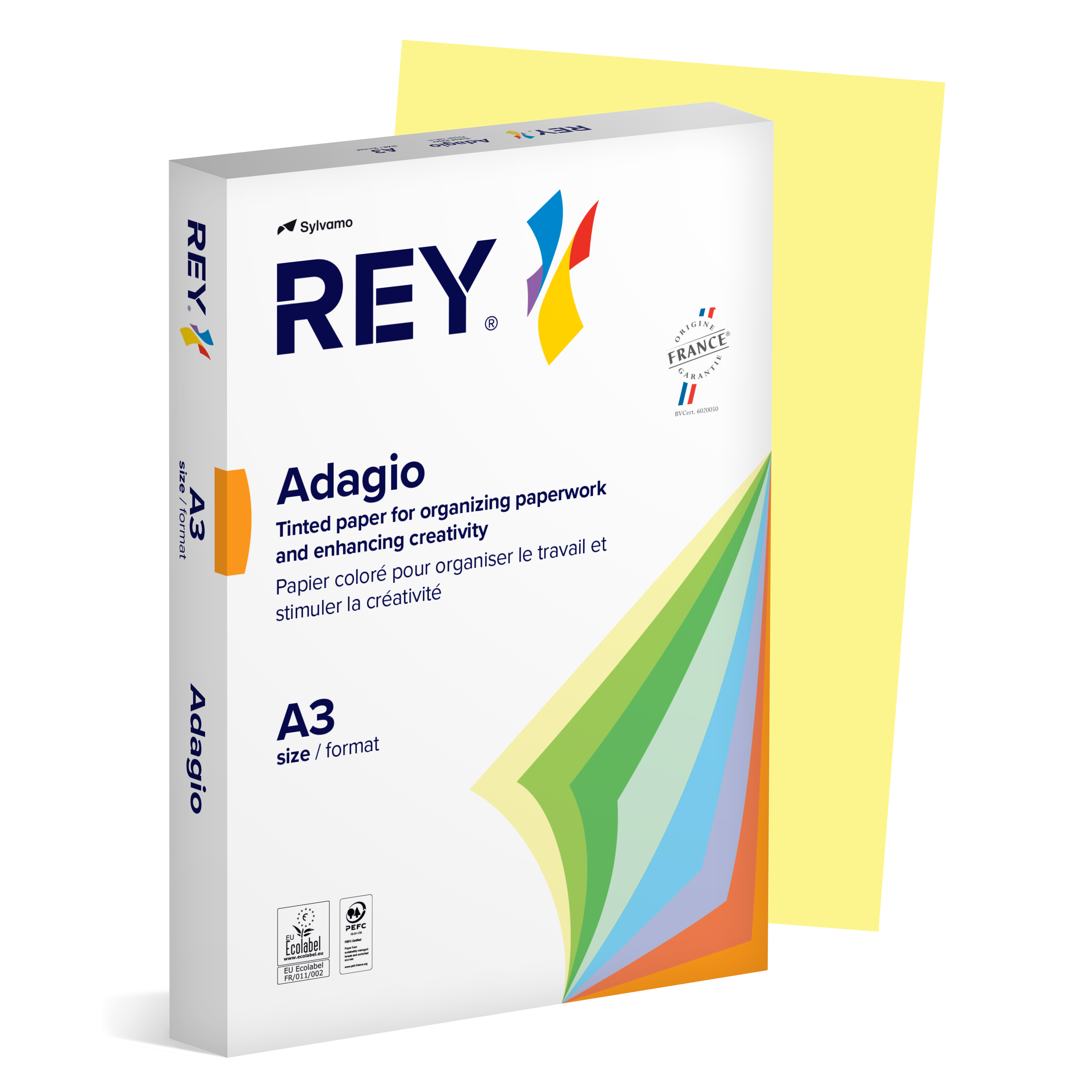 Färgat kopieringspapper Rey Adagio A3 80g 500/fp Canary