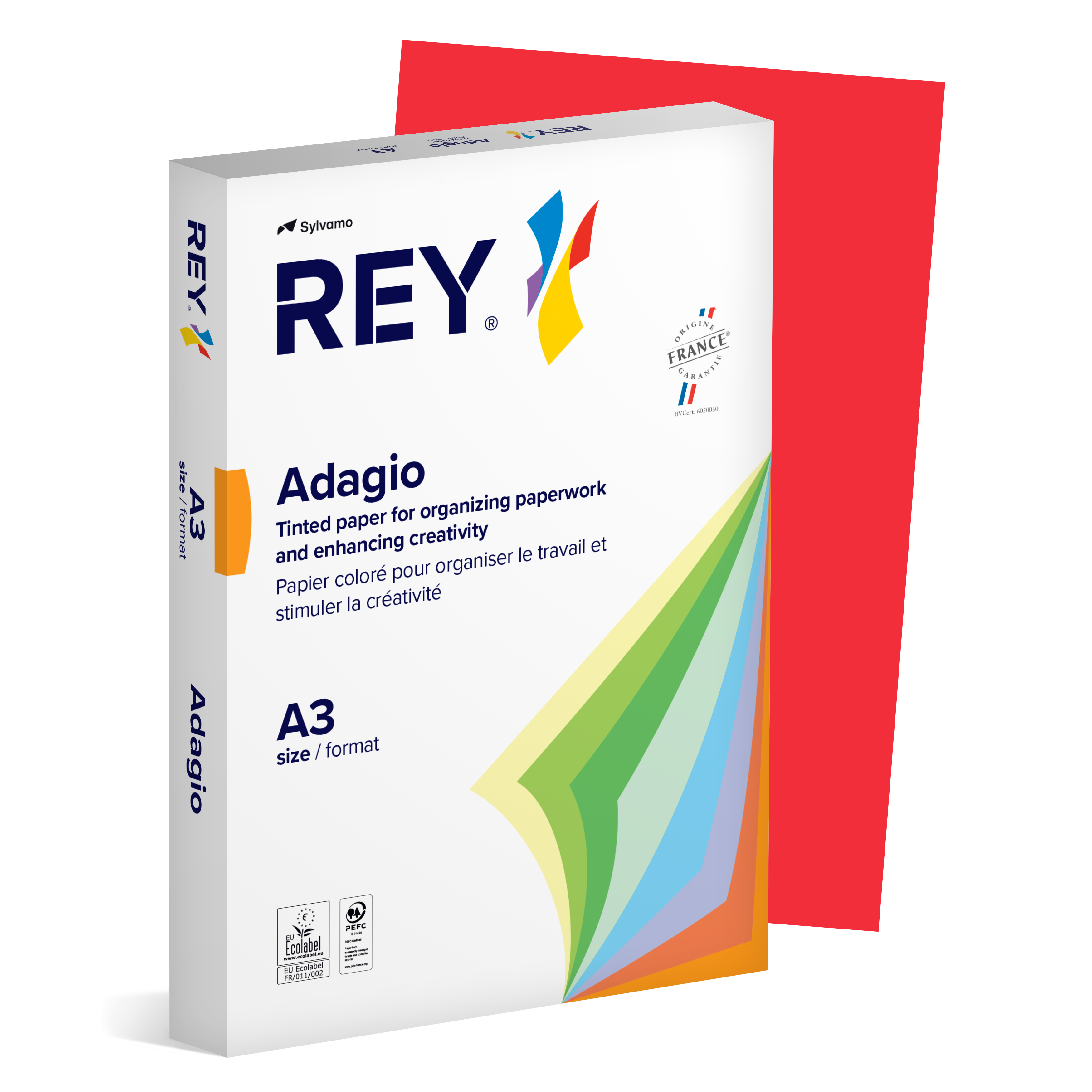 Färgat kopieringspapper Rey Adagio A3 80g 500/fp Red