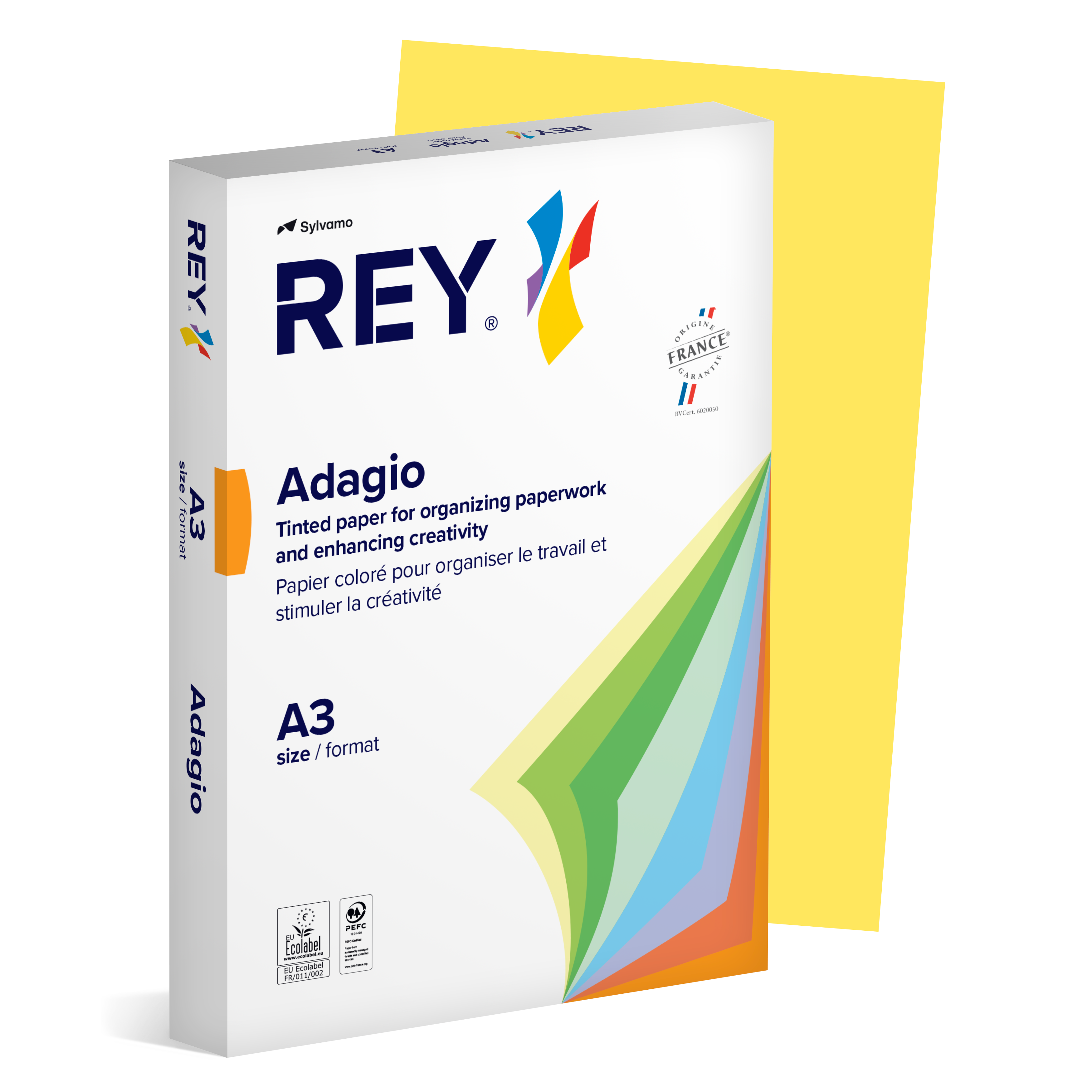 Färgat kopieringspapper Rey Adagio A3 80g 500/fp Citrus