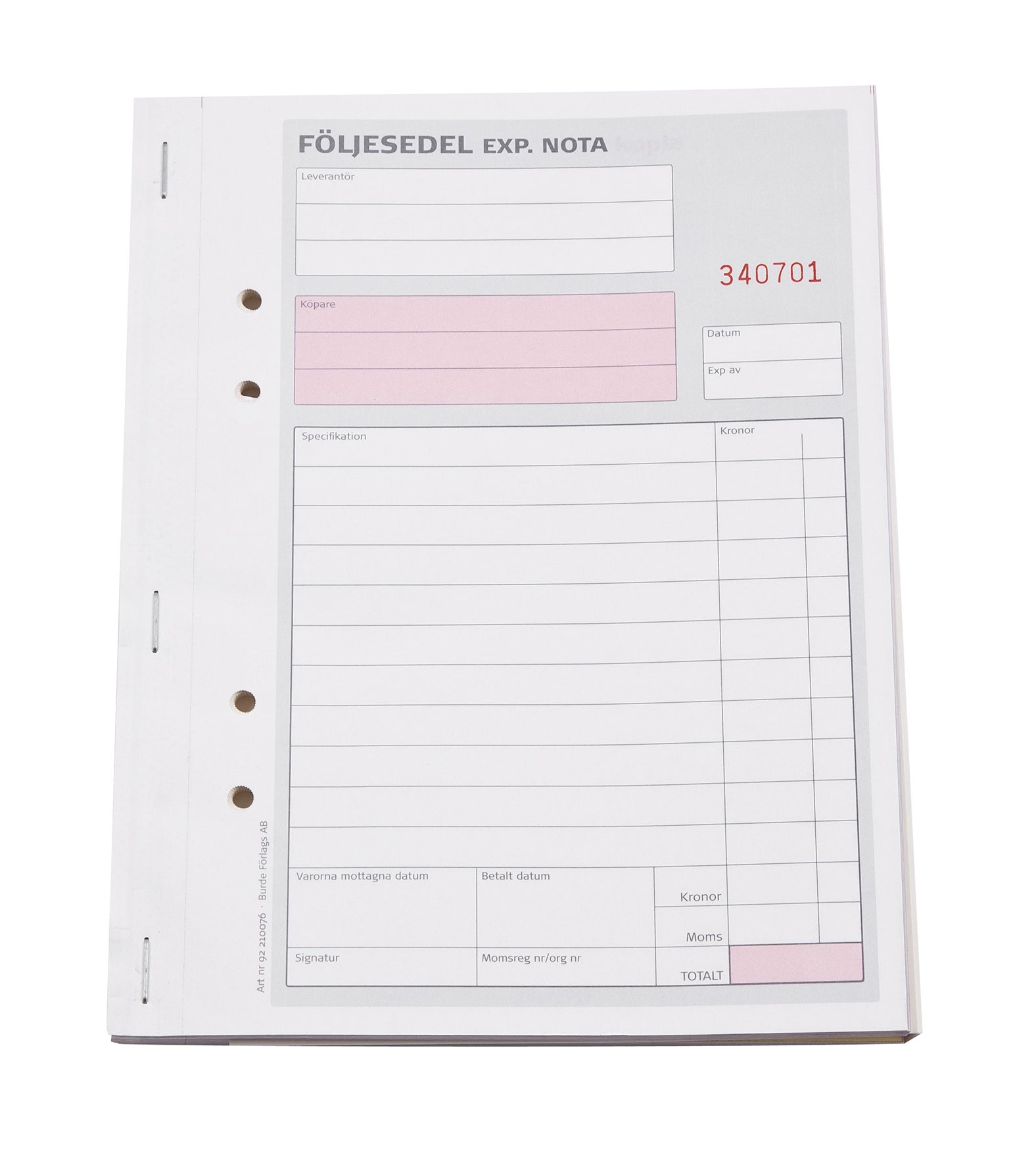 Följesedel A5 numrerade 3x 50 blad