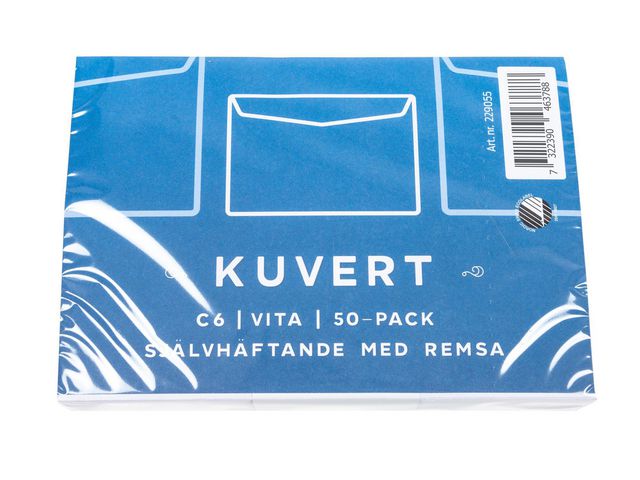 Kuvert konsument C6 80g vit remsa 50/fp