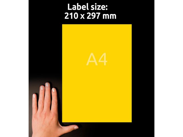 Etikett AVERY neongul 210x297mm 100/fp