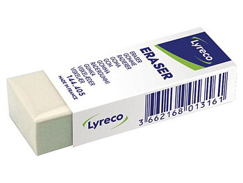 Radergummi LYRECO 62x22x12mm vit