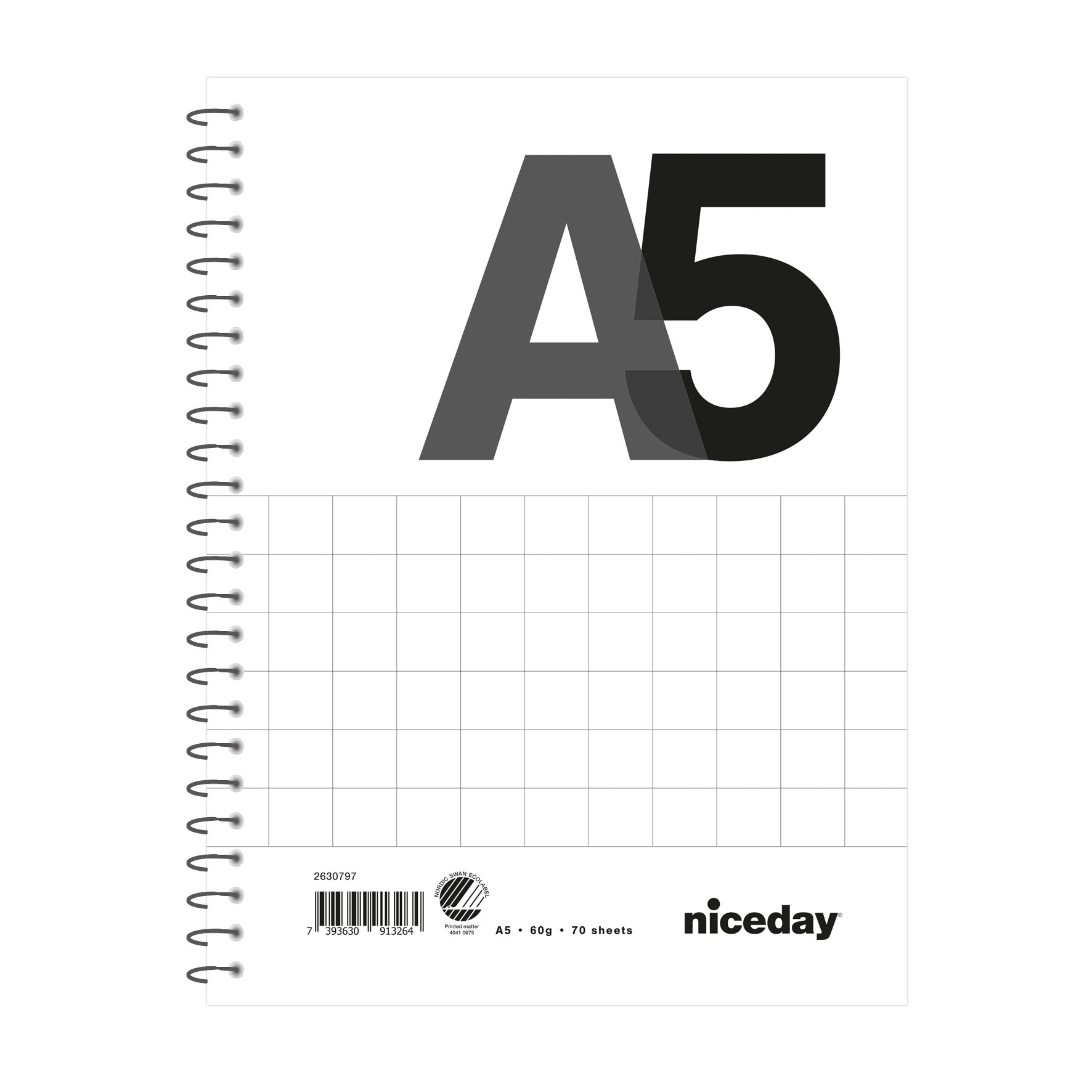 Kollegieblock A5 70blad 60g rutat Niceday