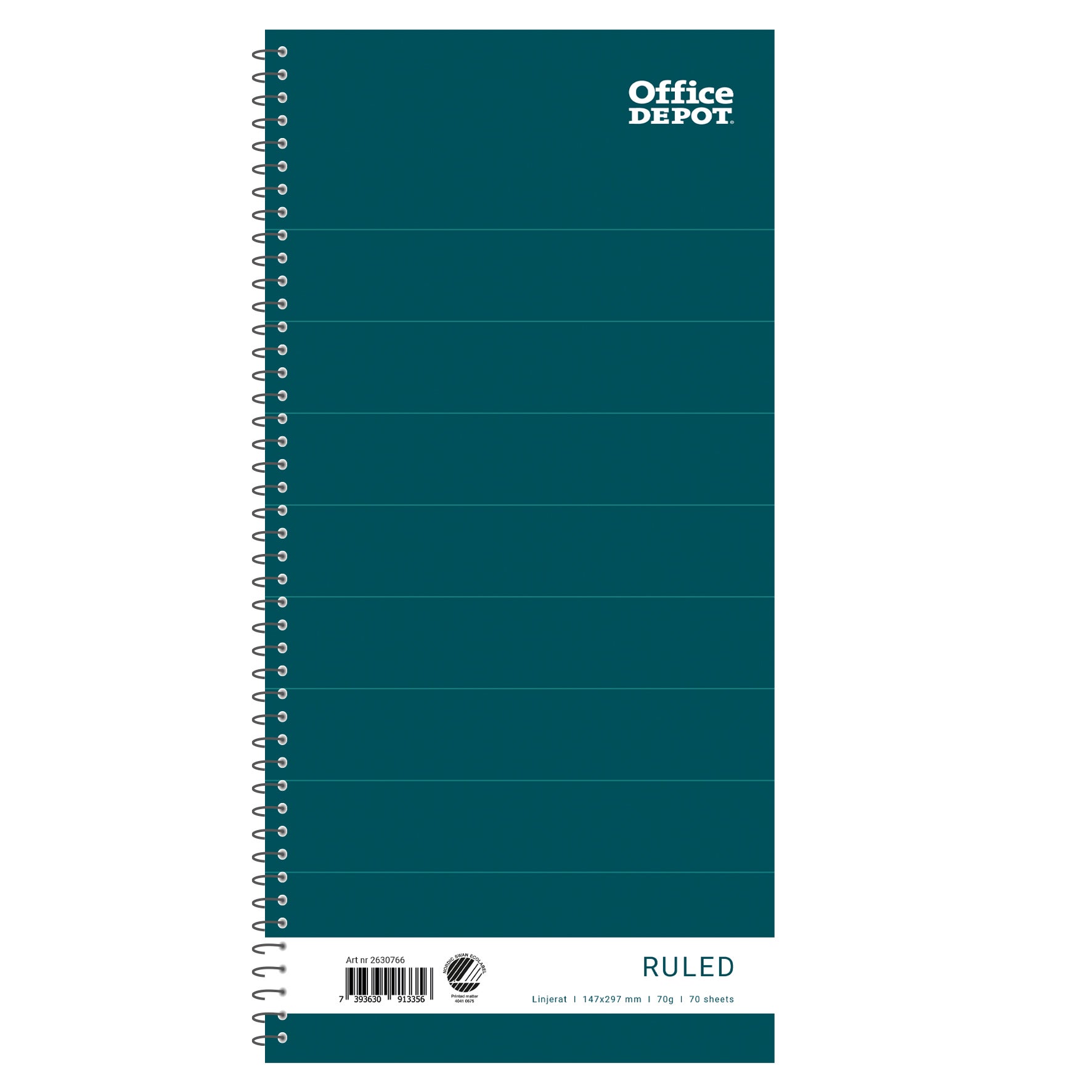 Spiralkladd Office Depot 147x297mm 70g linjerat