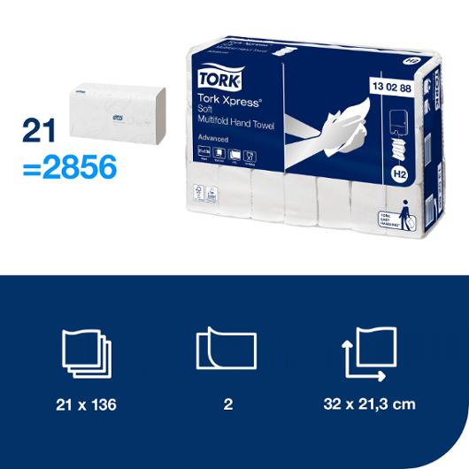 Handduk TORK Adv H2 Xpress 2856/fp