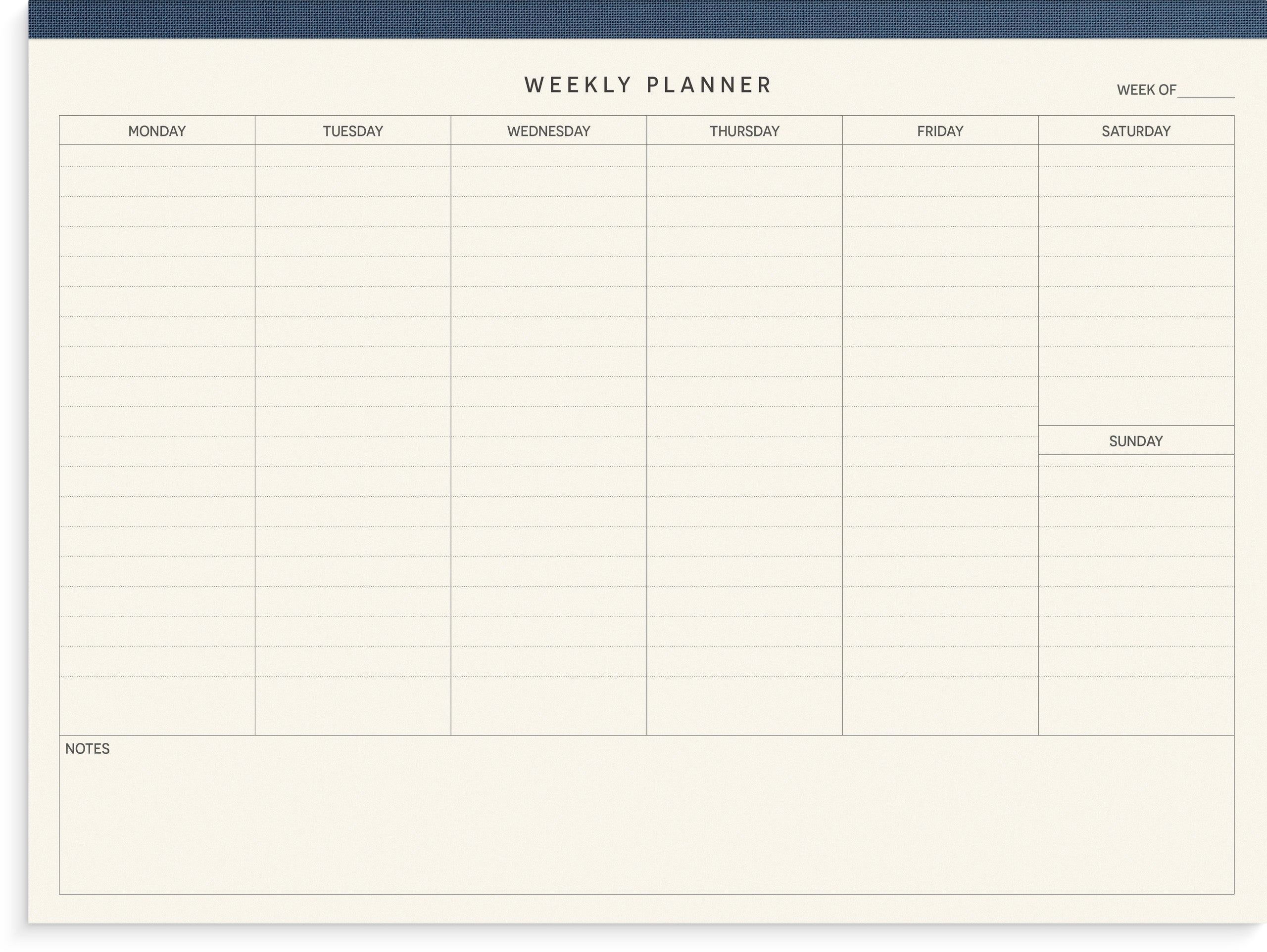 Perforerat block Weekly planner