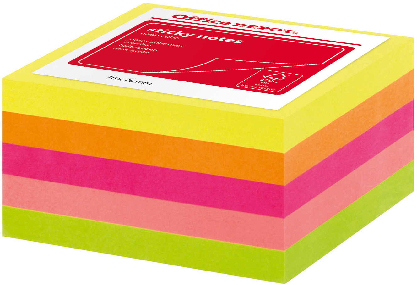Notiskub Office 76x76mm neon
