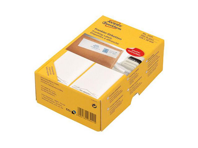 Etikett AVERY frankering 138x48mm 500/fp