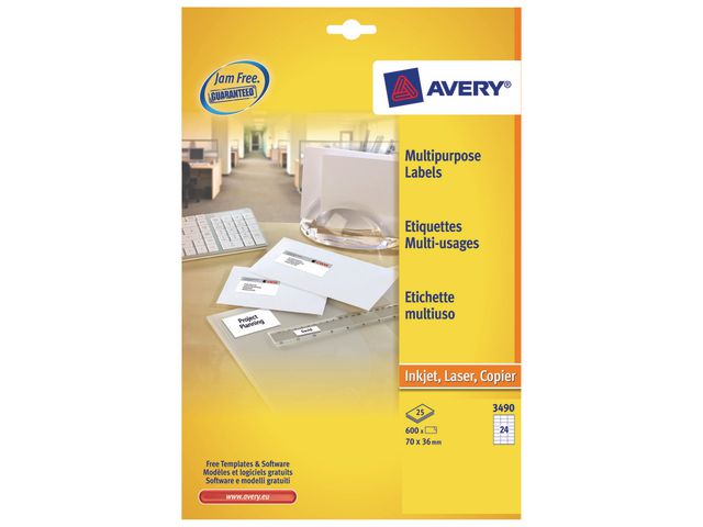 Etikett AVERY 70x33,8mm 2400/fp