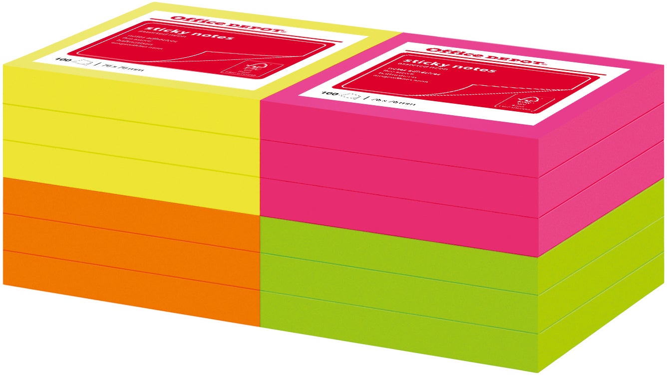 Notis Office Depot 76x76 mm neon