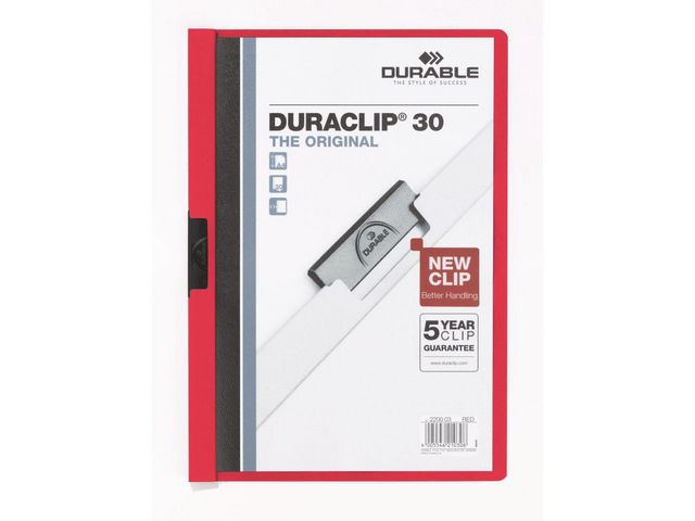 Klämmapp Duraclip 2200 A4 3mm röd