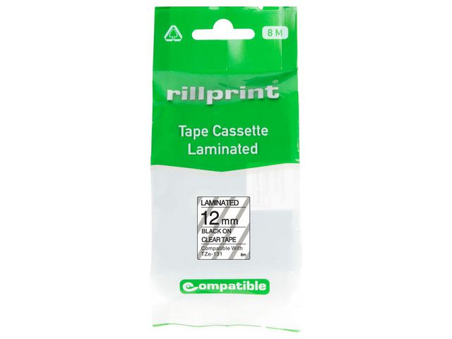 Tape 12mm TZe-131 svart på klar