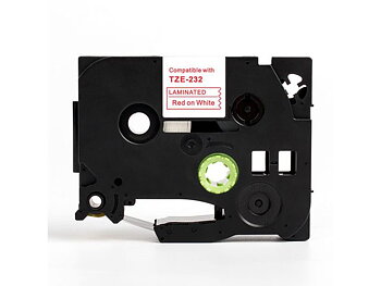 Tape 12mm TZe-232 röd på vit