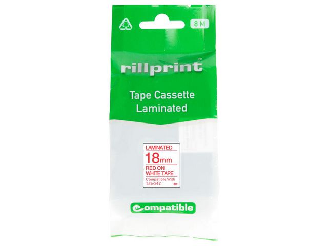 Tape 18mm TZe-242 röd på vit