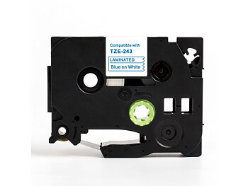 Tape 18mm TZe-243 blå på vit