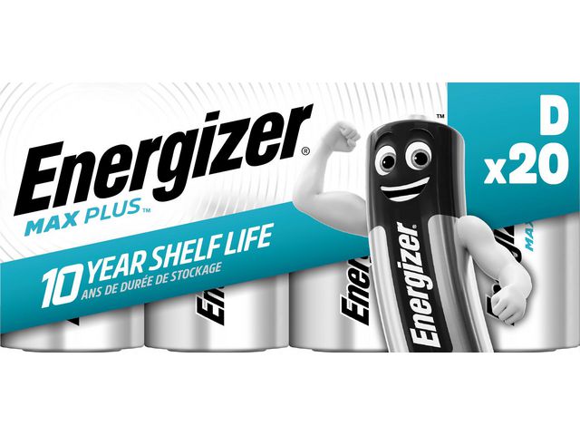 Energizer Batteri Max Plus Alkaliskt D LR20 20-pack