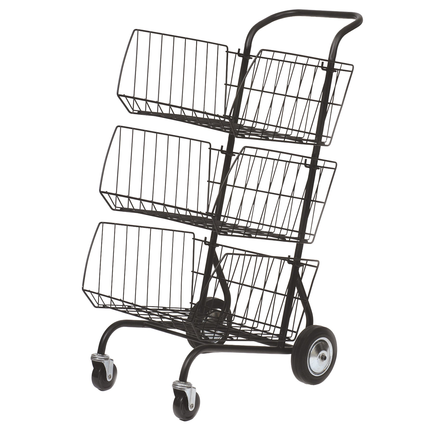 Postvagn med 3 avtagbara korgar svart