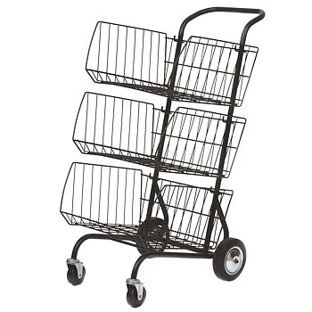 Postvagn med 3 avtagbara korgar svart
