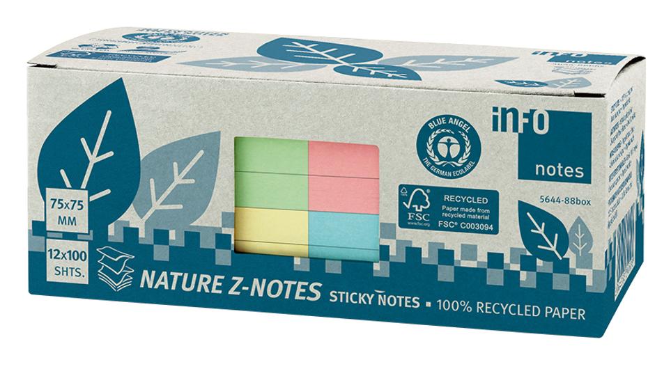 Notes Z-NOTES 75X75mm pastell 12/fp - Officestore.se
