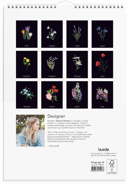 Väggkalender 2027 Illustrerad blomster Burde
