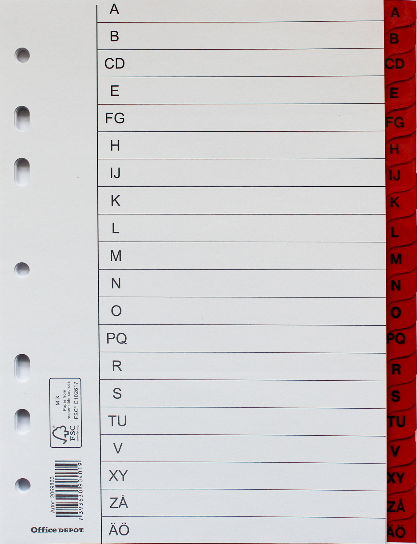 Register flikförstärkt A5 A-Ö