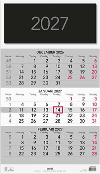 Väggkalender 2027 Triplaner Elegant Burde