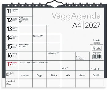 Väggagenda 2027 A4 Burde