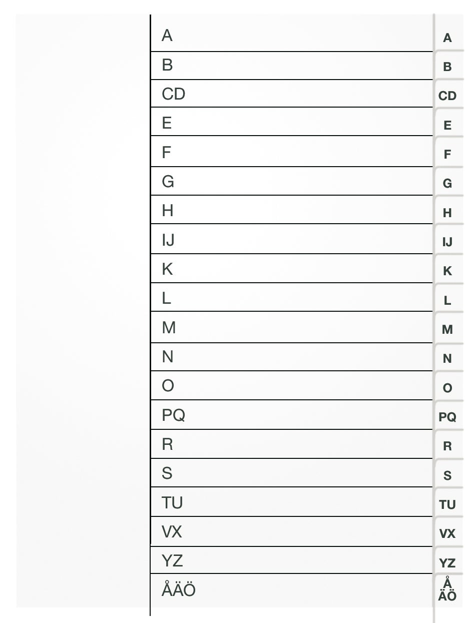 Register vit PP A4 A-Ö