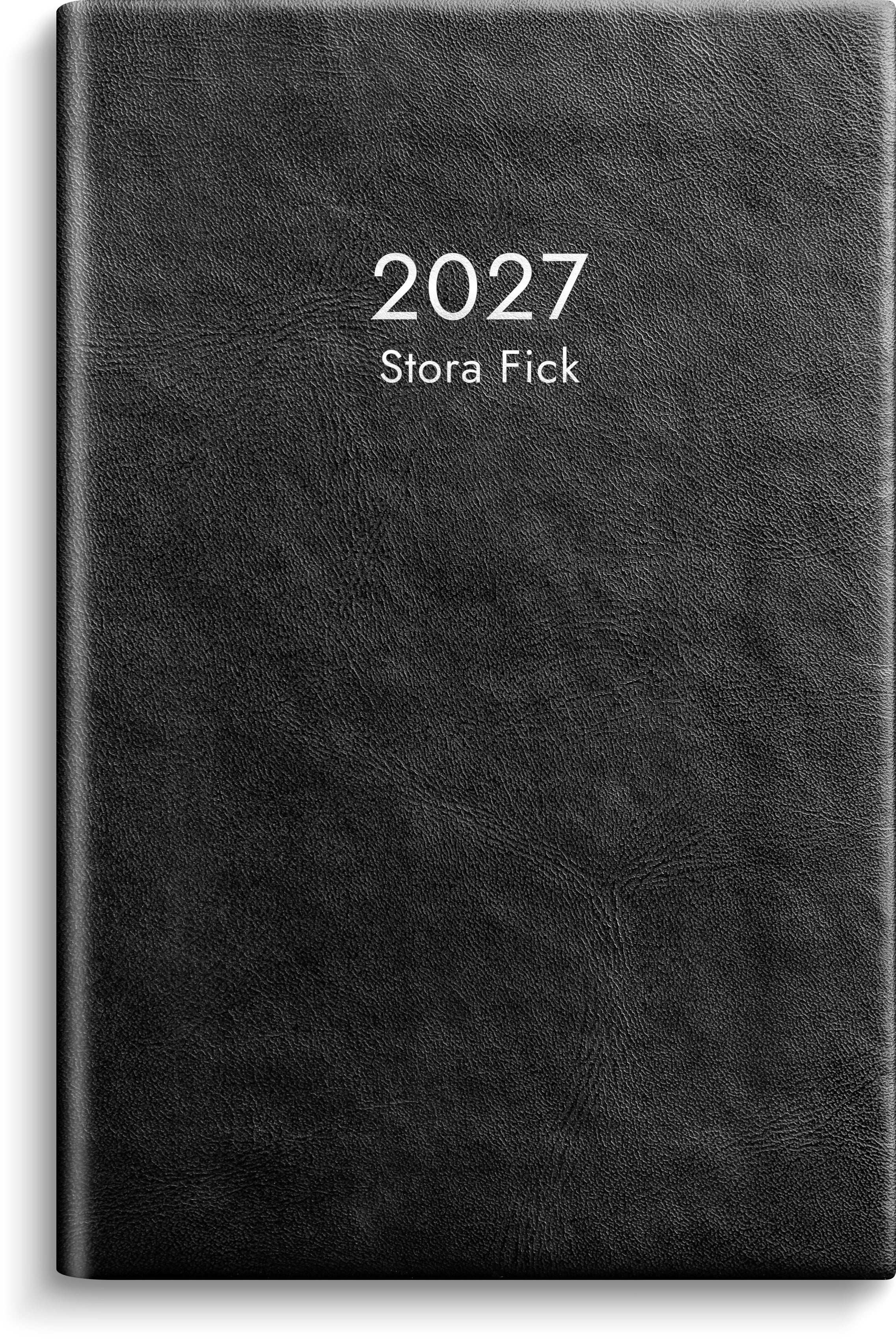 Kalender Stora Fick 2027 svart konstläder Burde