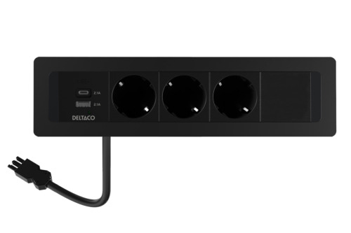 Eluttag infällt 3 eluttag + USB-A + USB-C GST18